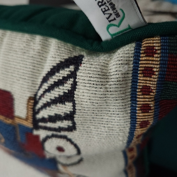 Vintage Riverdale Tapestry Christmas Santa Train Throw Pillow - Picture 4 of 4